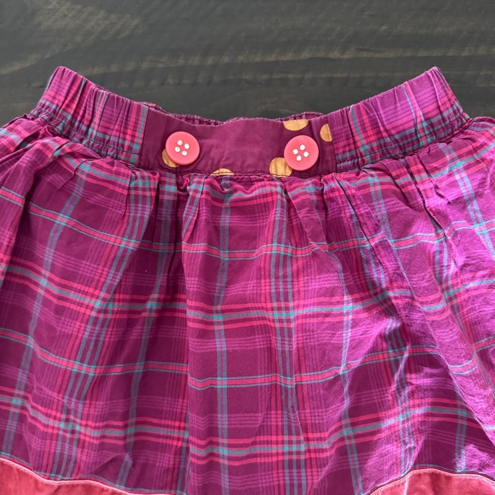Matilda Jane Tinsley Plaid Flounce Skirt - Size 6 - Vibrant Magenta Cotton - Picture 2 of 6